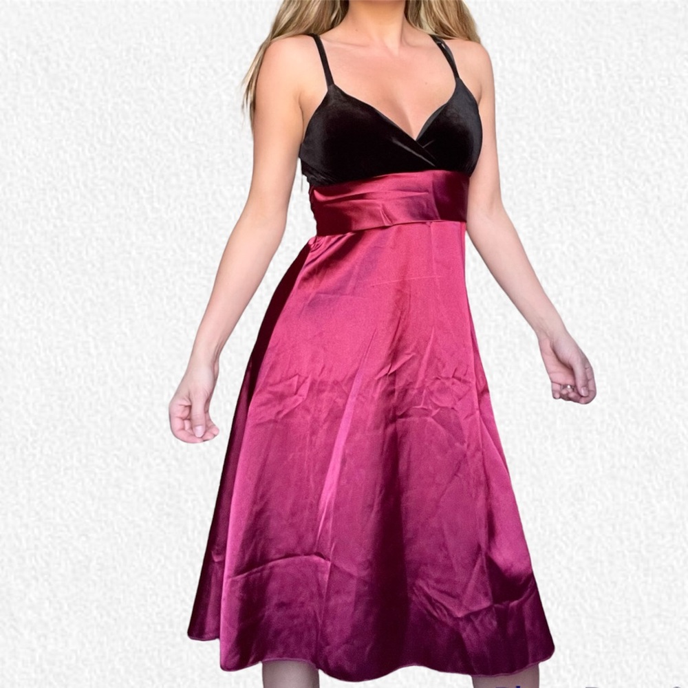 1980s vintage velvet satin high low formal dress